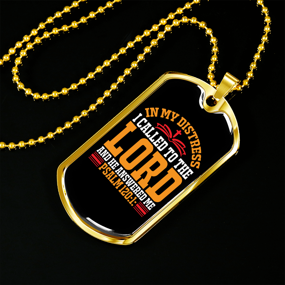 In My Distress Lord Christian Necklace Stainless Steel or 18k Gold Dog Tag 24" Chain-Express Your Love Gifts