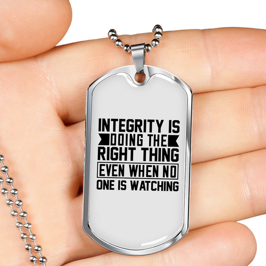 Integrity Christian Necklace Stainless Steel or 18k Gold Dog Tag 24" Chain-Express Your Love Gifts