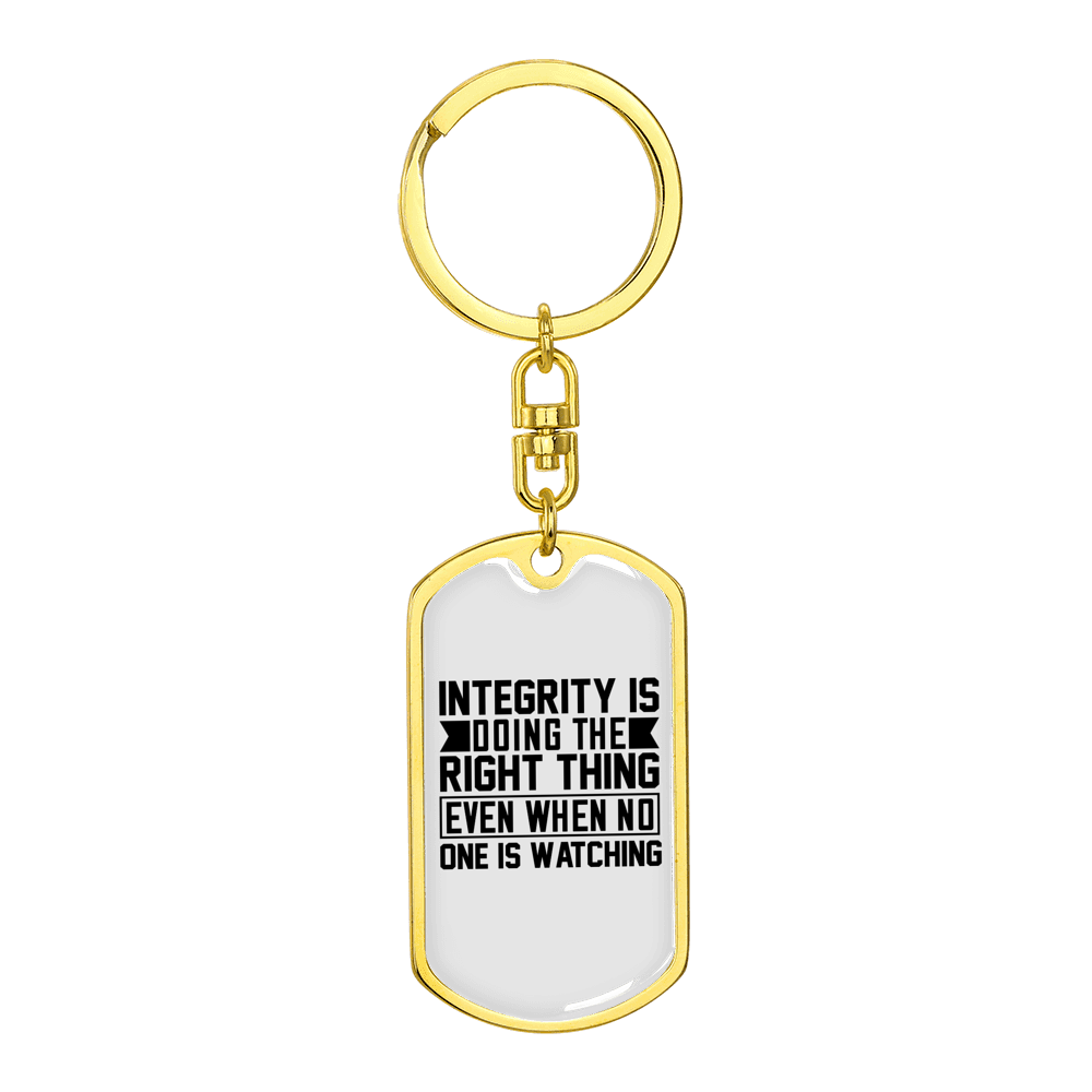 Integrity Stainless Steel or 18k Gold Premium Swivel Dog Tag Keychain