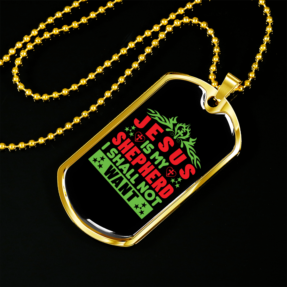 Is My Shepherd Christian Necklace Stainless Steel or 18k Gold Dog Tag 24" Chain-Express Your Love Gifts