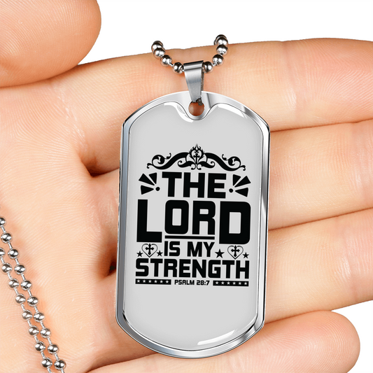 Is My Strength Christian Necklace Stainless Steel or 18k Gold Dog Tag 24" Chain-Express Your Love Gifts