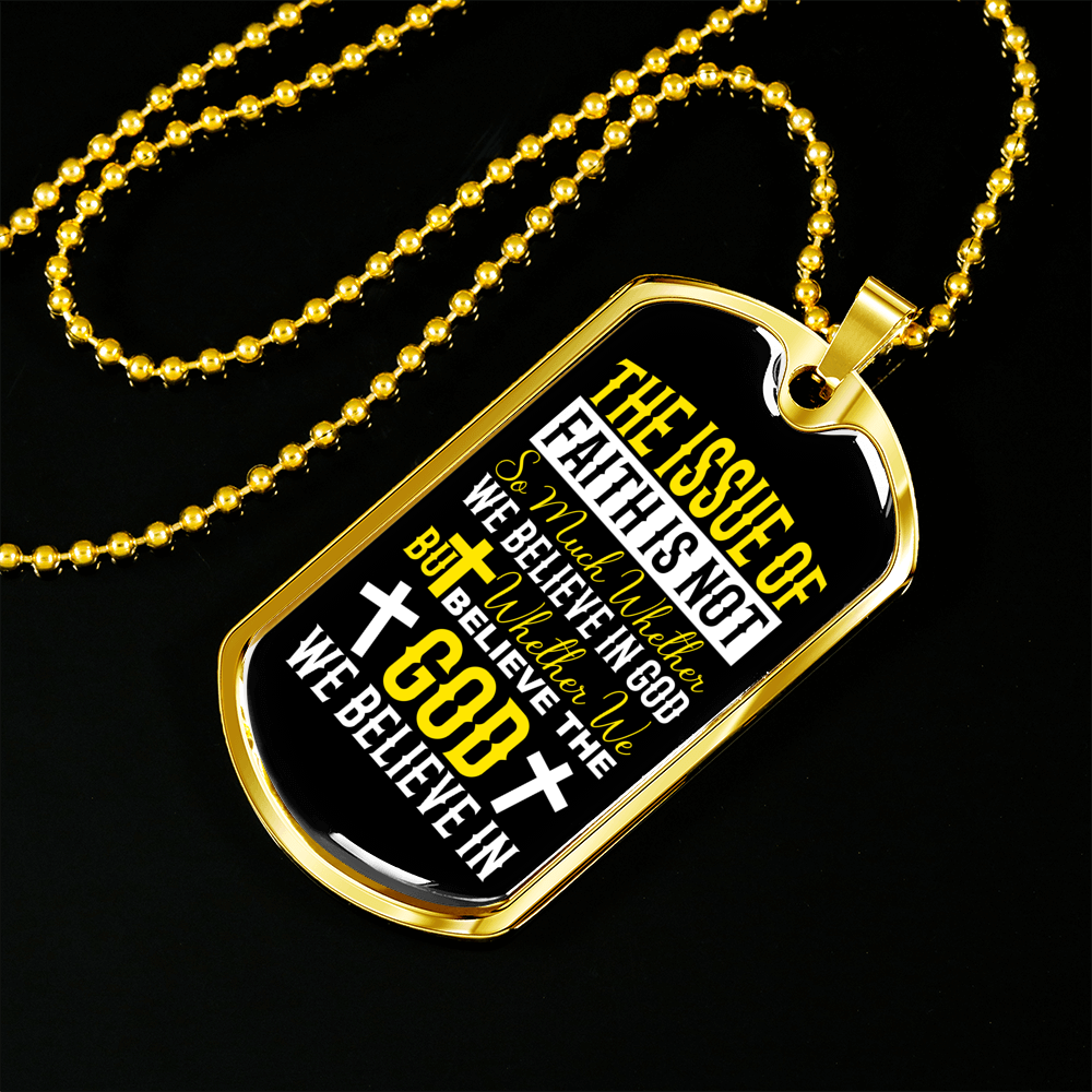 Issue Of Faith Christian Necklace Stainless Steel or 18k Gold Dog Tag 24" Chain-Express Your Love Gifts