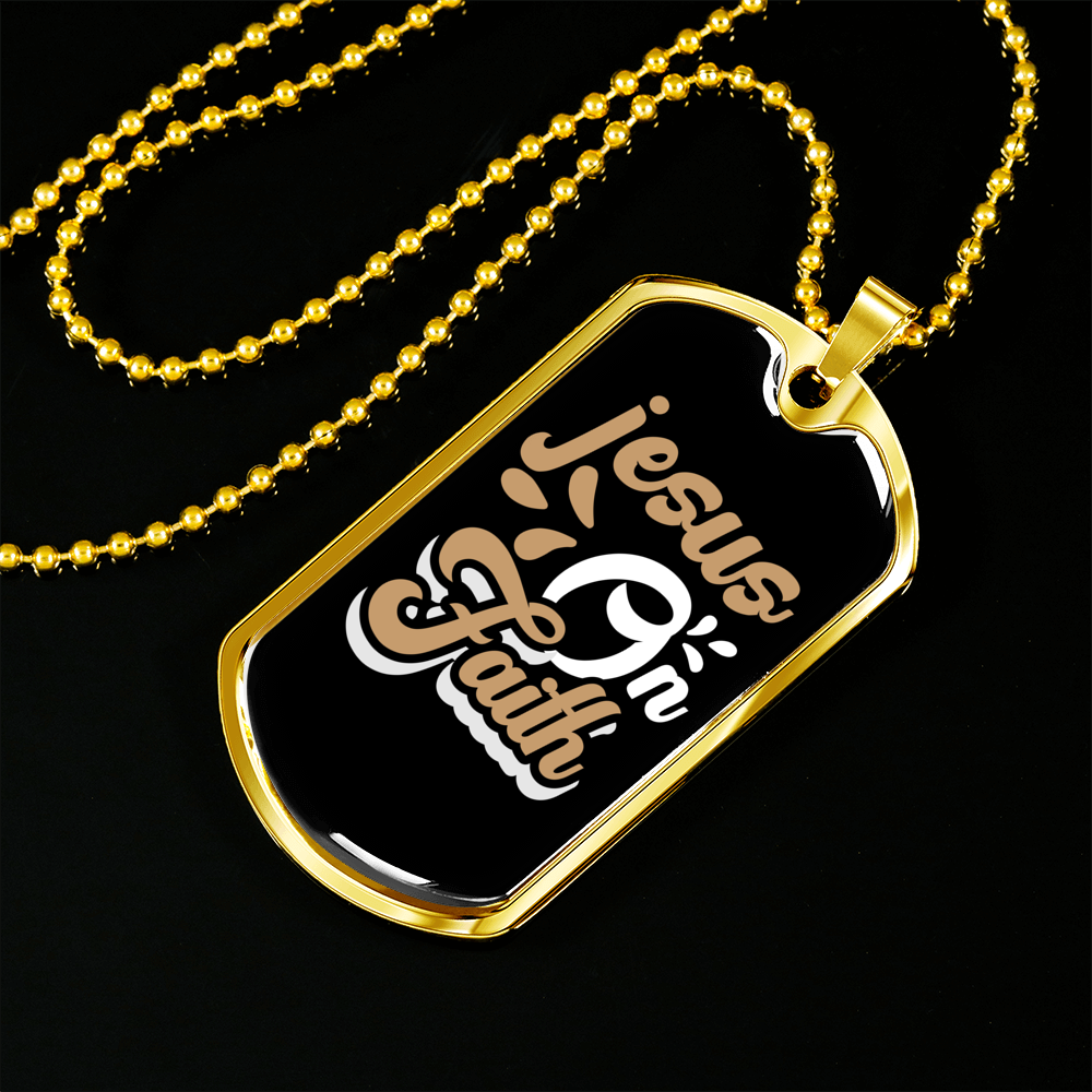Jesus Faith Christian Necklace Stainless Steel or 18k Gold Dog Tag 24" Chain-Express Your Love Gifts