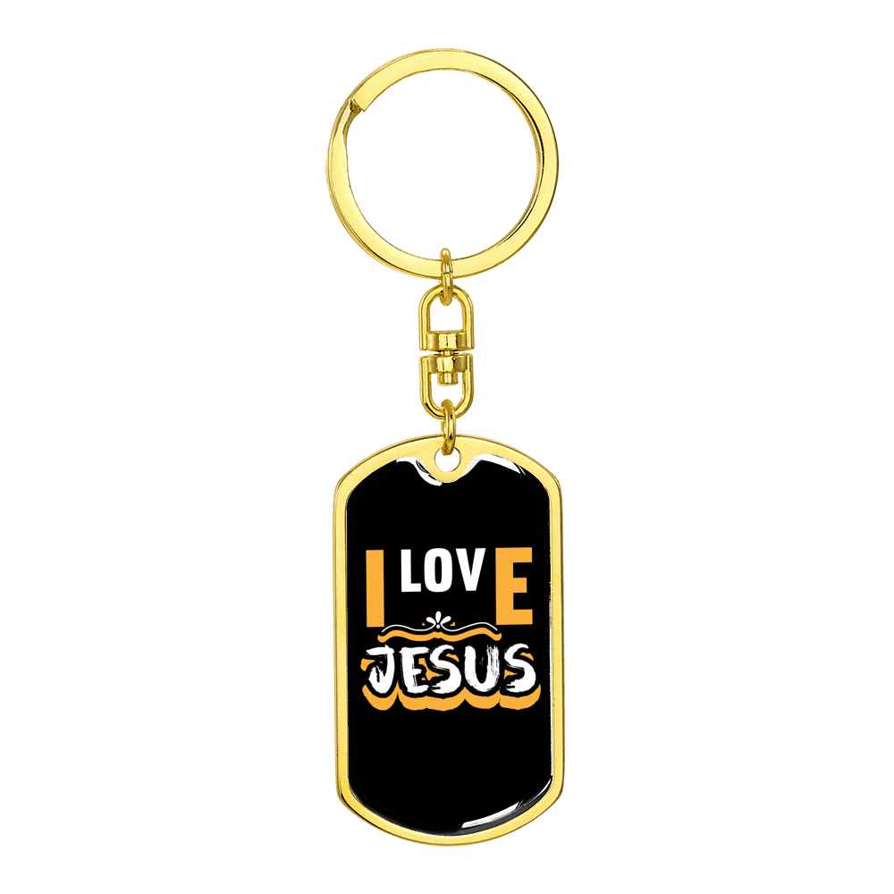 Jesus I Love Stainless Steel or 18k Gold Premium Swivel Dog Tag Keychain