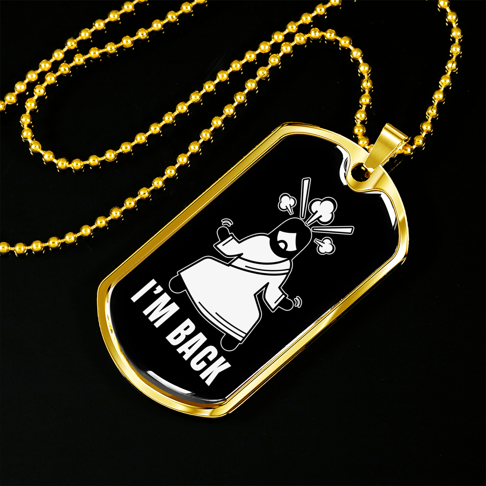 Jesus I'm Back Christian Necklace Stainless Steel or 18k Gold Dog Tag 24" Chain-Express Your Love Gifts