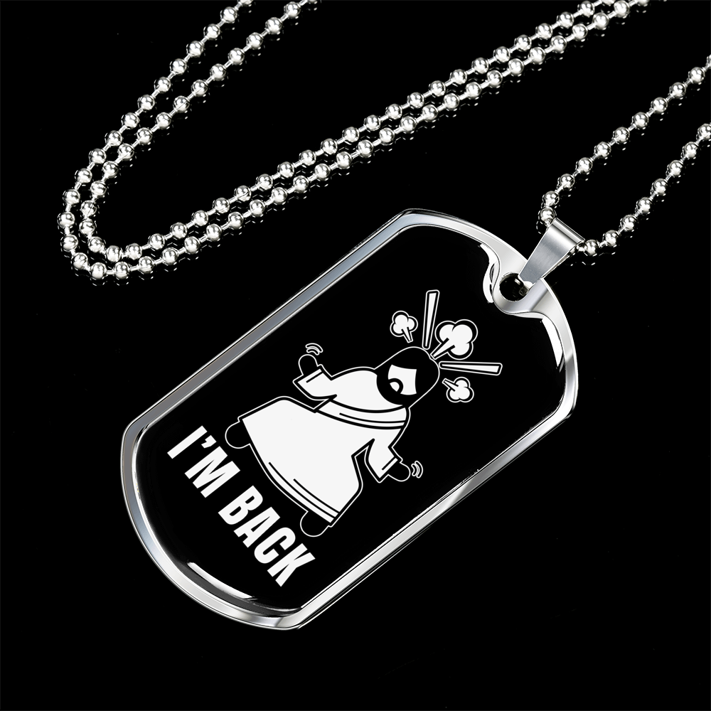 Jesus I'm Back Christian Necklace Stainless Steel or 18k Gold Dog Tag 24" Chain-Express Your Love Gifts