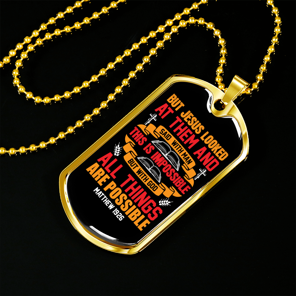 Jesus Look At Them Christian Necklace Stainless Steel or 18k Gold Dog Tag 24" Chain-Express Your Love Gifts