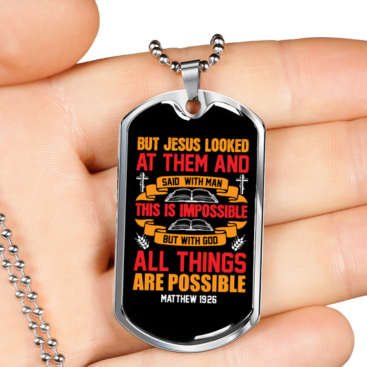 Jesus Look At Them Christian Necklace Stainless Steel or 18k Gold Dog Tag 24" Chain-Express Your Love Gifts