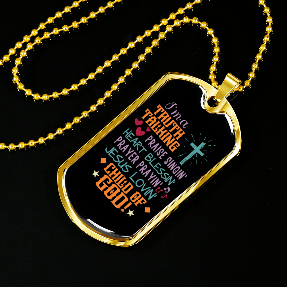 Jesus Lovin Christian Necklace Stainless Steel or 18k Gold Dog Tag 24" Chain-Express Your Love Gifts