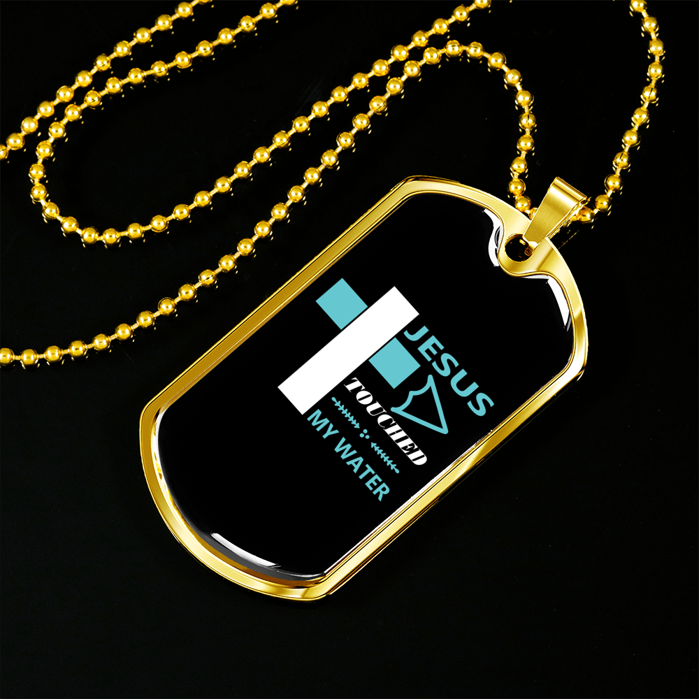 Jesus My Water Christian Necklace Stainless Steel or 18k Gold Dog Tag 24" Chain-Express Your Love Gifts