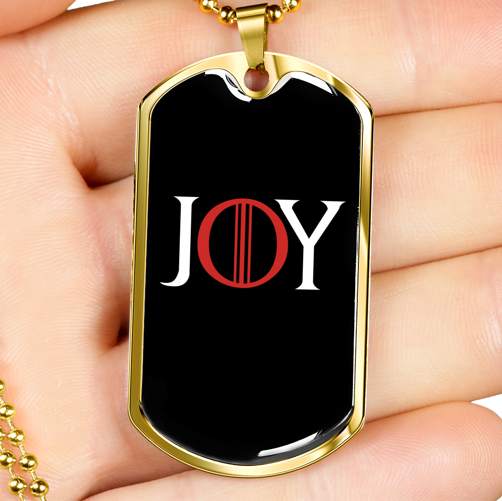 Joy Christian Necklace Stainless Steel or 18k Gold Dog Tag 24" Chain-Express Your Love Gifts
