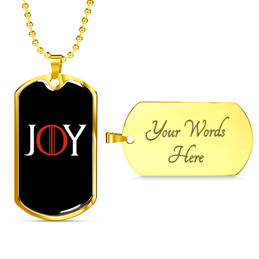 Joy Christian Necklace Stainless Steel or 18k Gold Dog Tag 24" Chain-Express Your Love Gifts