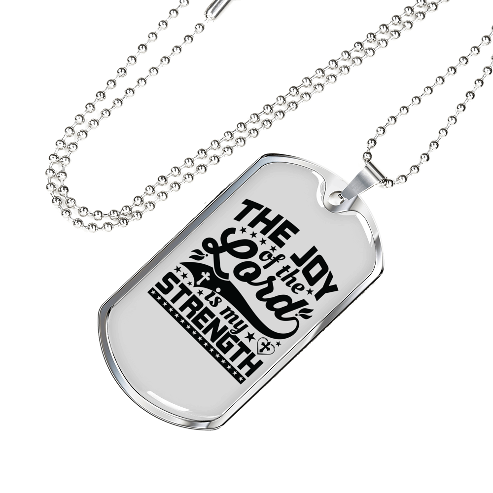 Joy Of Lord Black Christian Necklace Stainless Steel or 18k Gold Dog Tag 24" Chain-Express Your Love Gifts