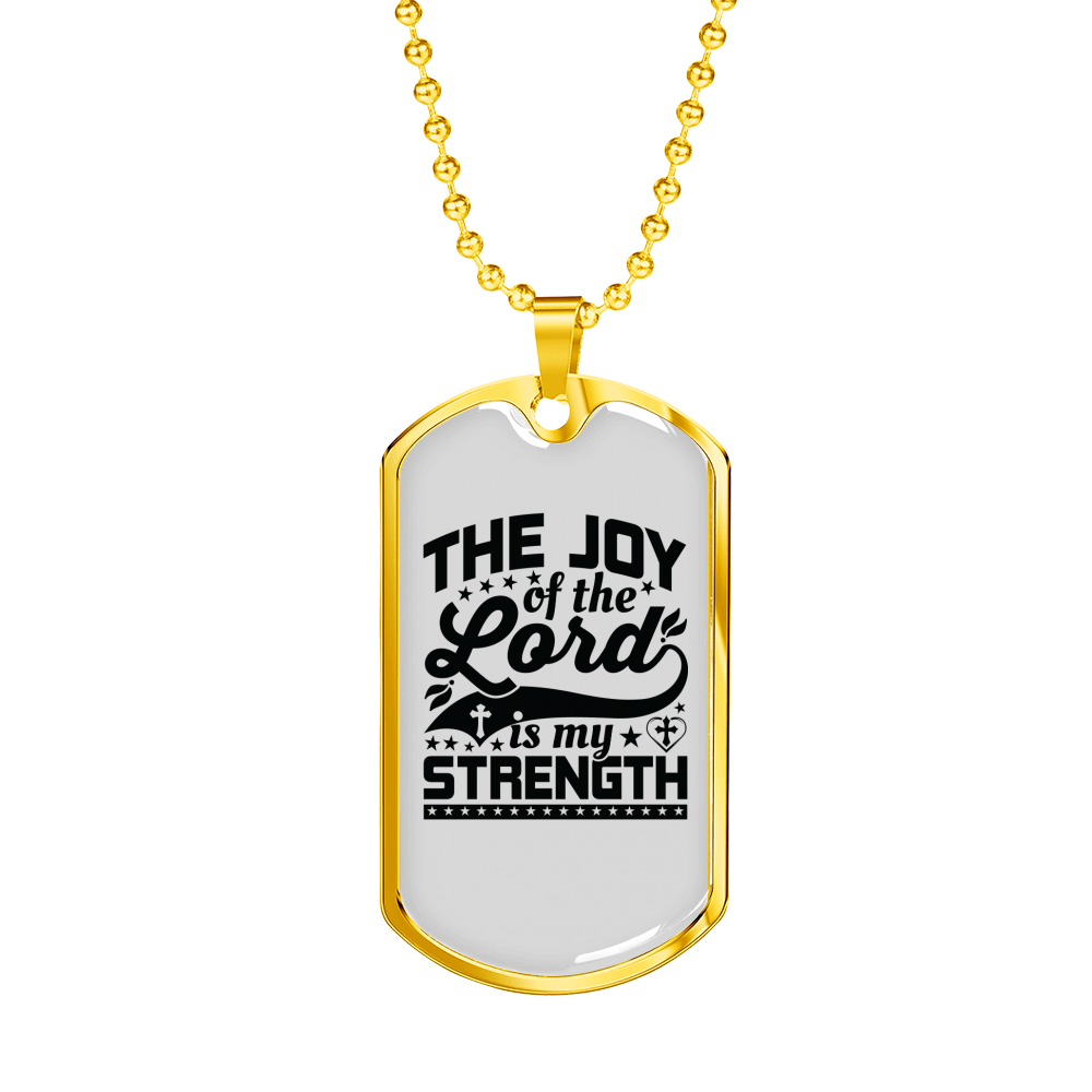 Joy Of Lord Black Christian Necklace Stainless Steel or 18k Gold Dog Tag 24" Chain-Express Your Love Gifts
