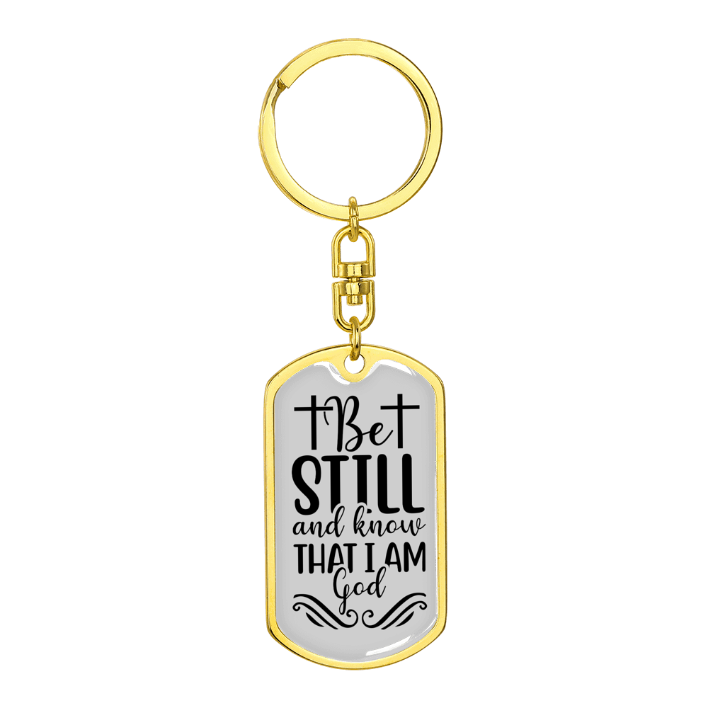 Know I Am God Stainless Steel or 18k Gold Premium Swivel Dog Tag Keychain