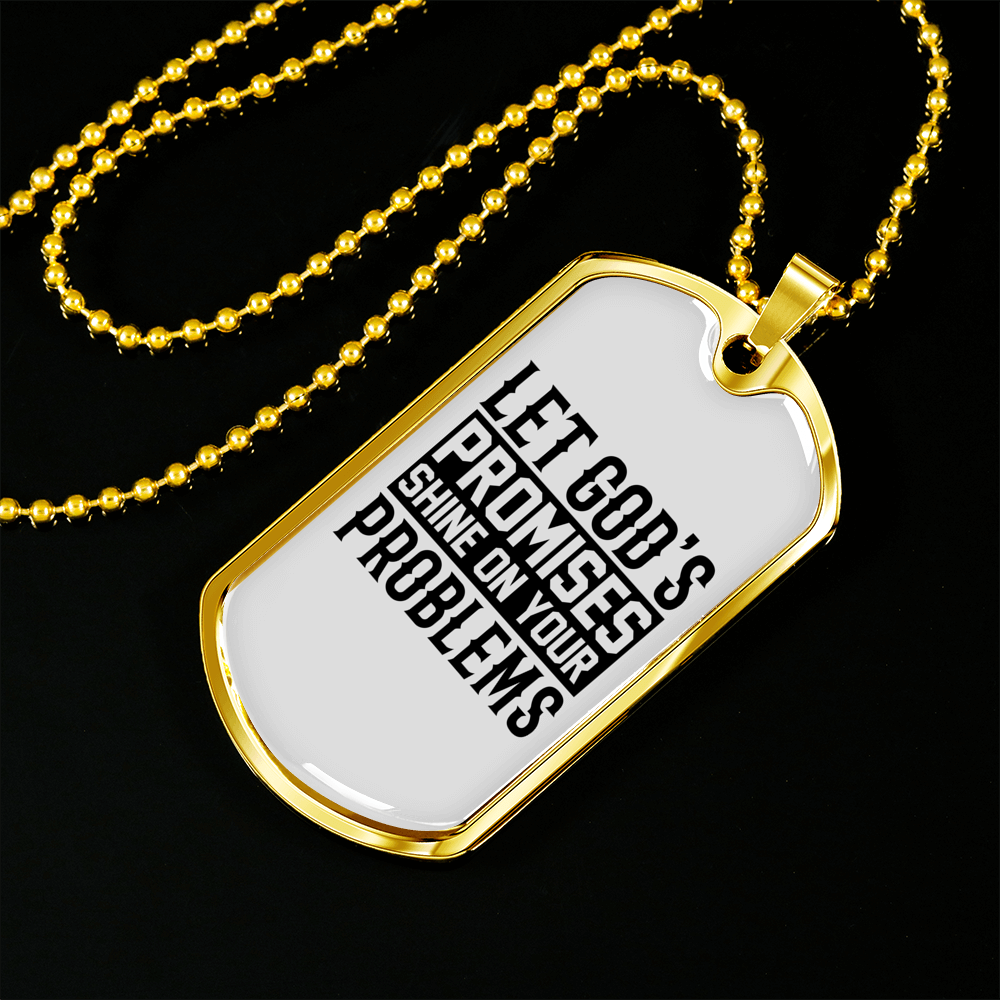 Let Gods Promises Christian Necklace Stainless Steel or 18k Gold Dog Tag 24" Chain-Express Your Love Gifts