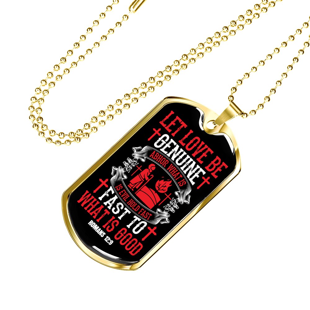 Let Love Be Genuine Christian Necklace Stainless Steel or 18k Gold Dog Tag 24" Chain-Express Your Love Gifts
