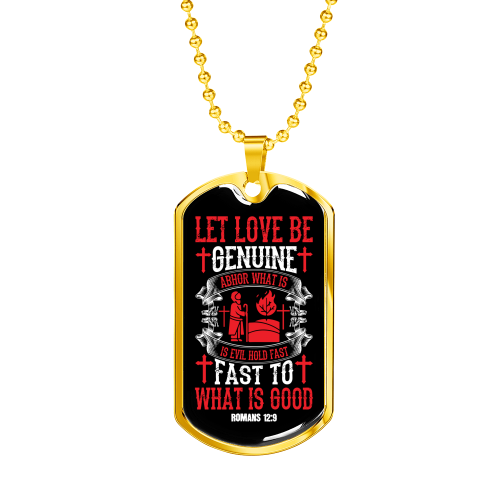 Let Love Be Genuine Christian Necklace Stainless Steel or 18k Gold Dog Tag 24" Chain-Express Your Love Gifts