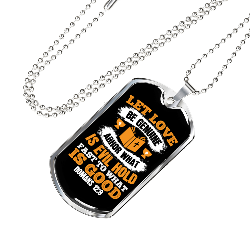 Let Love Christian Necklace Stainless Steel or 18k Gold Dog Tag 24" Chain-Express Your Love Gifts