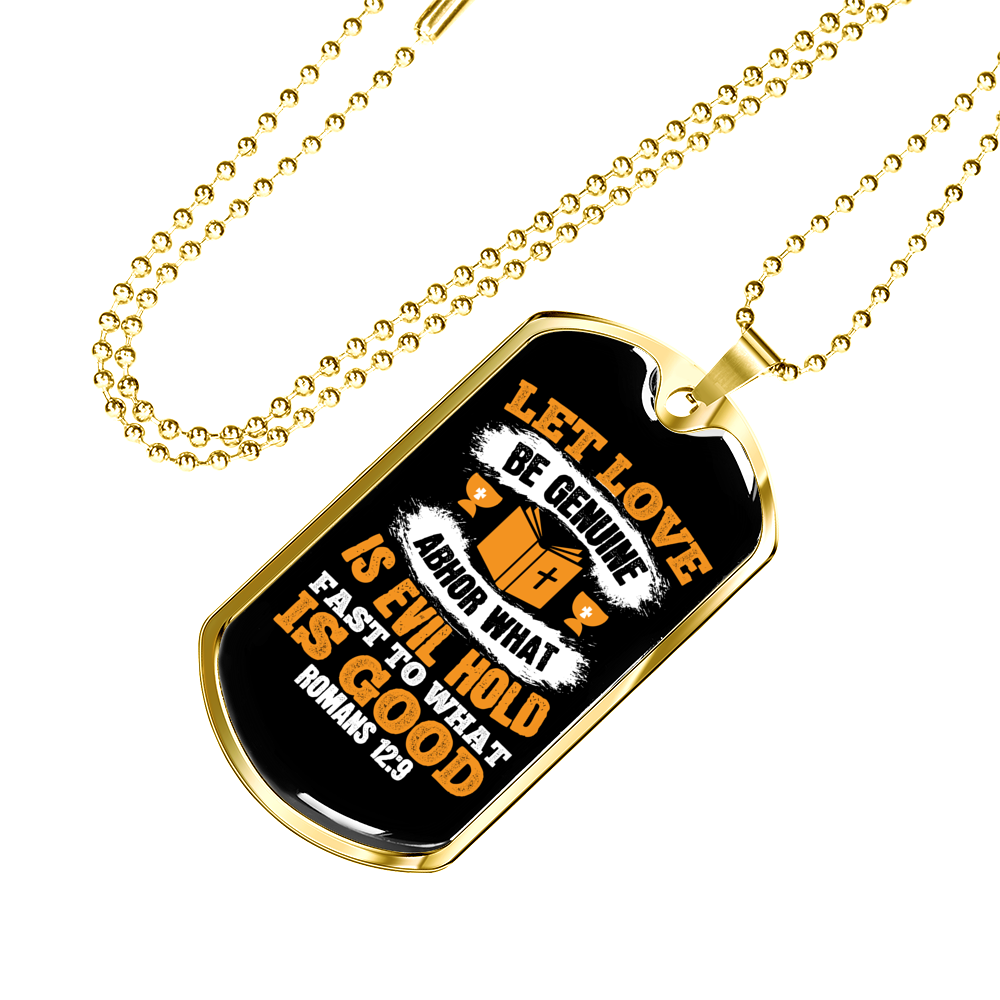 Let Love Christian Necklace Stainless Steel or 18k Gold Dog Tag 24" Chain-Express Your Love Gifts