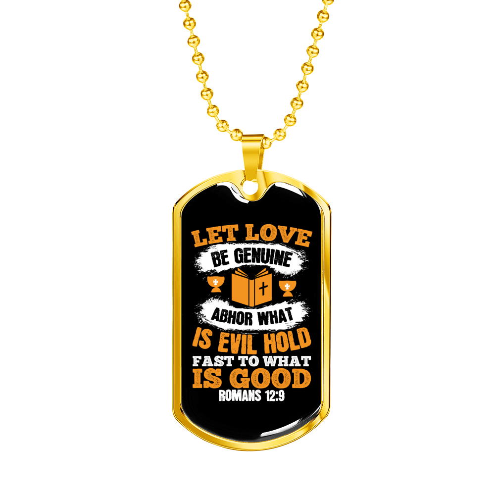 Let Love Christian Necklace Stainless Steel or 18k Gold Dog Tag 24" Chain-Express Your Love Gifts