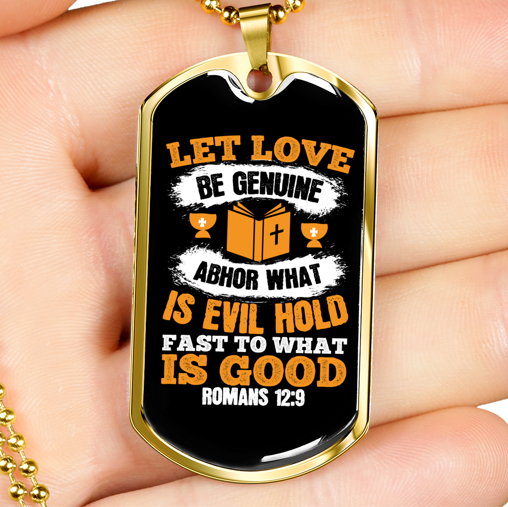 Let Love Christian Necklace Stainless Steel or 18k Gold Dog Tag 24" Chain-Express Your Love Gifts