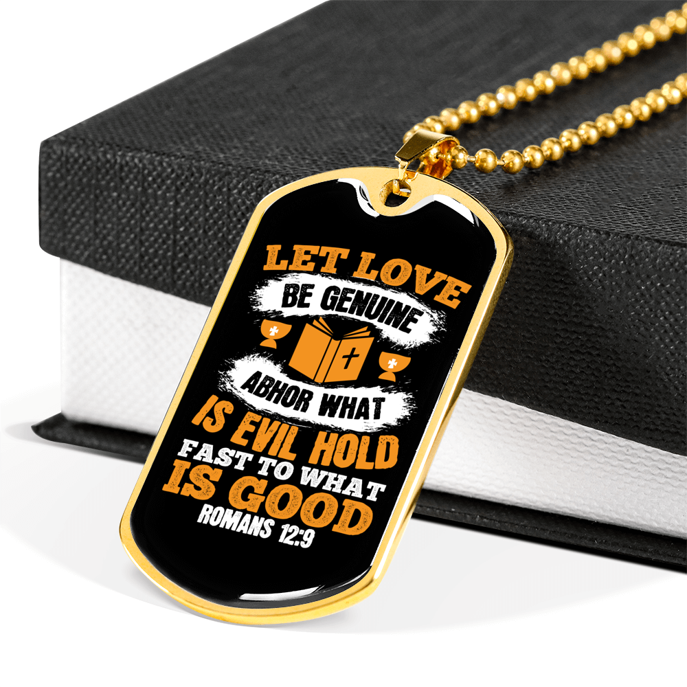Let Love Christian Necklace Stainless Steel or 18k Gold Dog Tag 24" Chain-Express Your Love Gifts