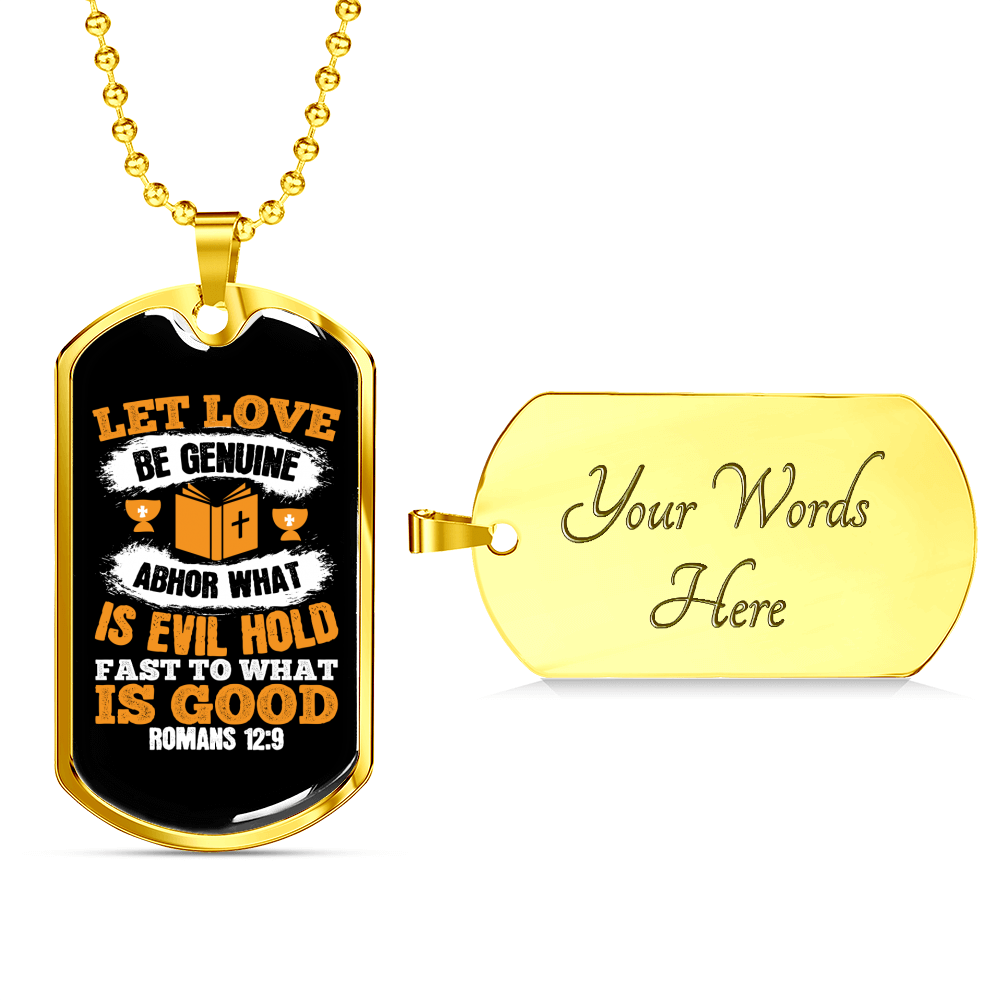 Let Love Christian Necklace Stainless Steel or 18k Gold Dog Tag 24" Chain-Express Your Love Gifts