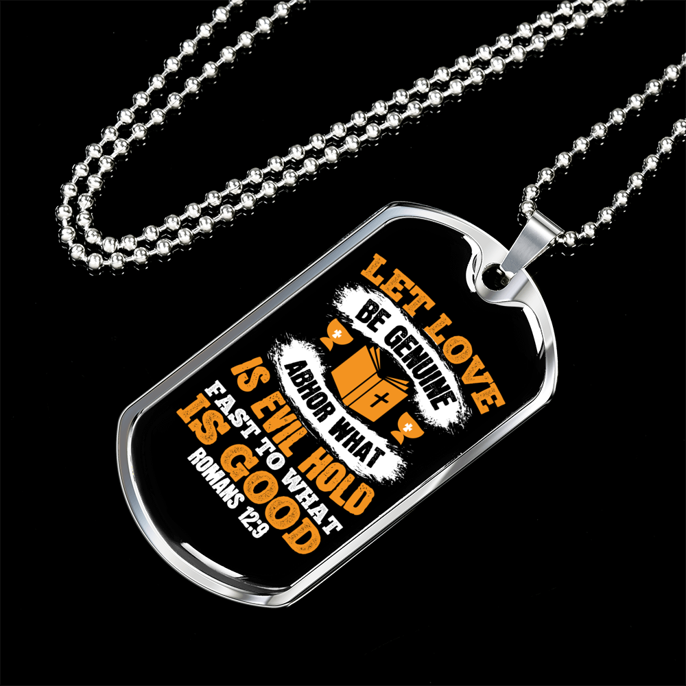 Let Love Christian Necklace Stainless Steel or 18k Gold Dog Tag 24" Chain-Express Your Love Gifts