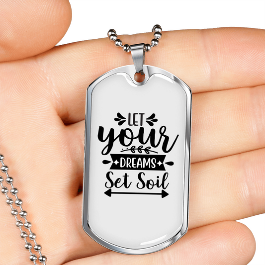 Let Your Dreams Christian Necklace Stainless Steel or 18k Gold Dog Tag 24" Chain-Express Your Love Gifts