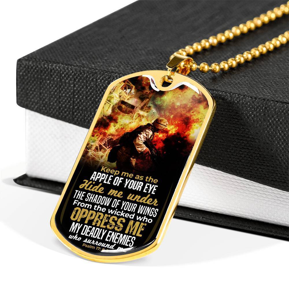 Let Your Wings Cover Me Bible Verse Inspirational Gift Necklace Stainless Steel or 18k Gold Dog Tag 24" Chain-Express Your Love Gifts