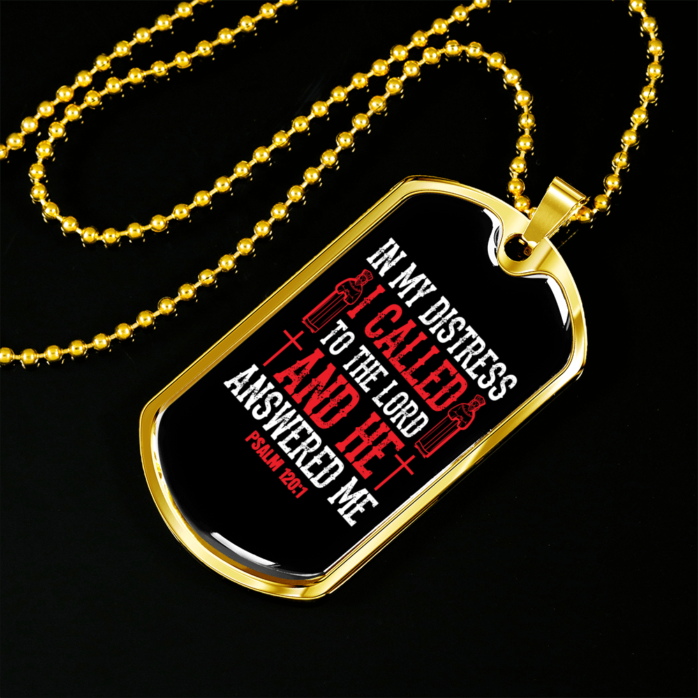 Lord Answered Me Christian Necklace Stainless Steel or 18k Gold Dog Tag 24" Chain-Express Your Love Gifts