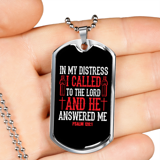 Lord Answered Me Christian Necklace Stainless Steel or 18k Gold Dog Tag 24" Chain-Express Your Love Gifts