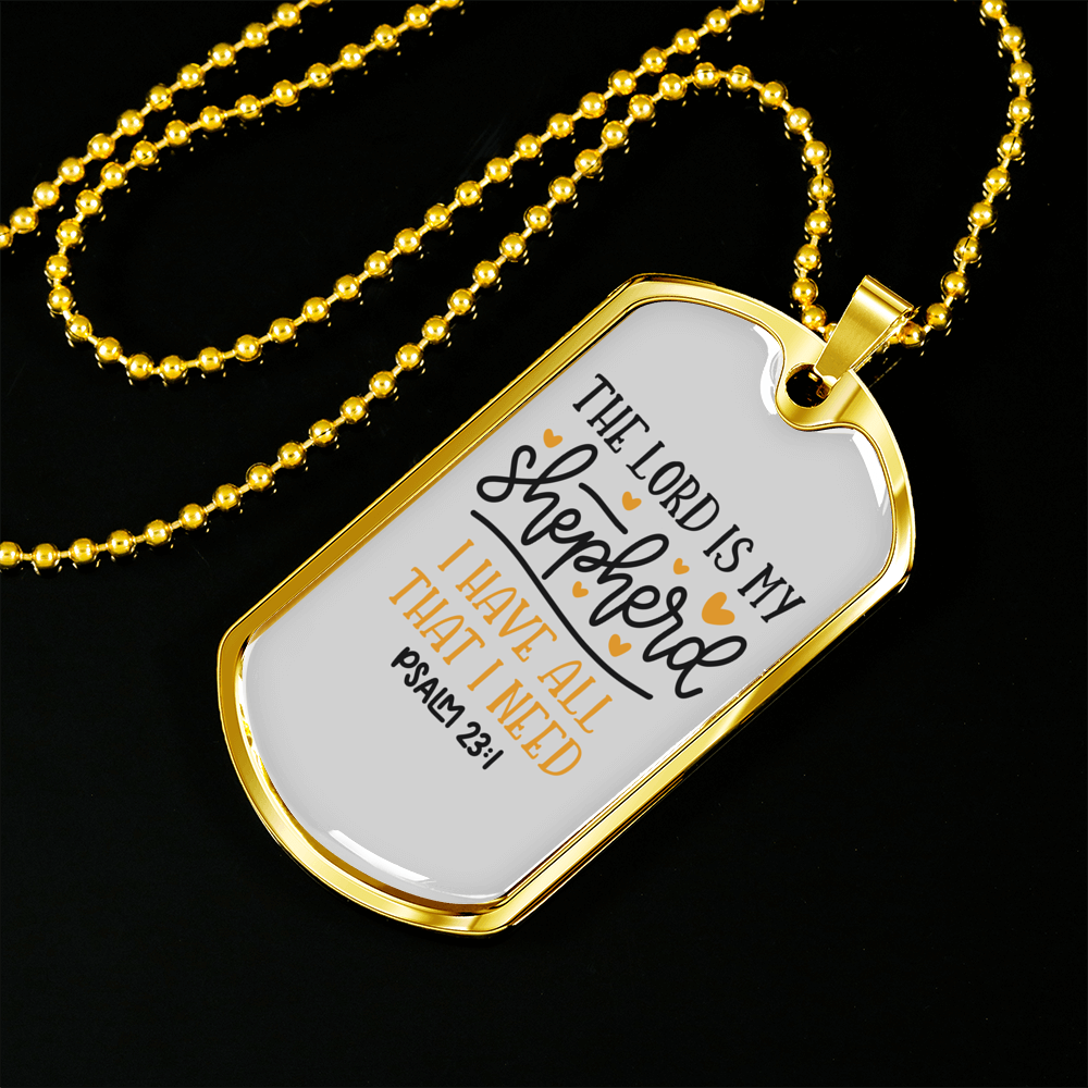 Lord Is My Shepherd Christian Necklace Stainless Steel or 18k Gold Dog Tag 24" Chain-Express Your Love Gifts