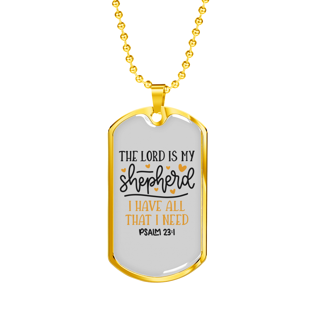 Lord Is My Shepherd Christian Necklace Stainless Steel or 18k Gold Dog Tag 24" Chain-Express Your Love Gifts
