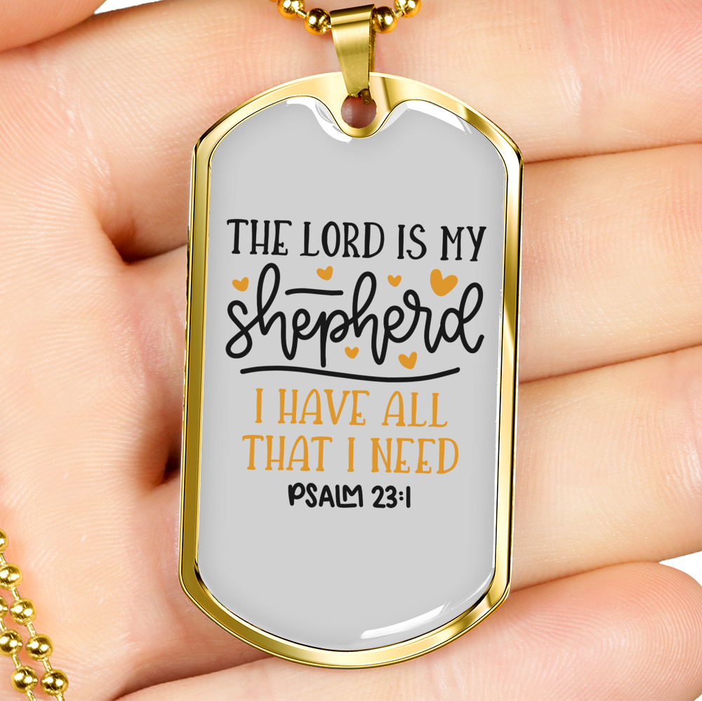 Lord Is My Shepherd Christian Necklace Stainless Steel or 18k Gold Dog Tag 24" Chain-Express Your Love Gifts
