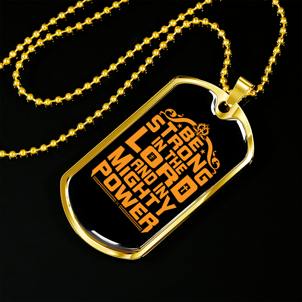 Lord Might Power Christian Necklace Stainless Steel or 18k Gold Dog Tag 24" Chain-Express Your Love Gifts