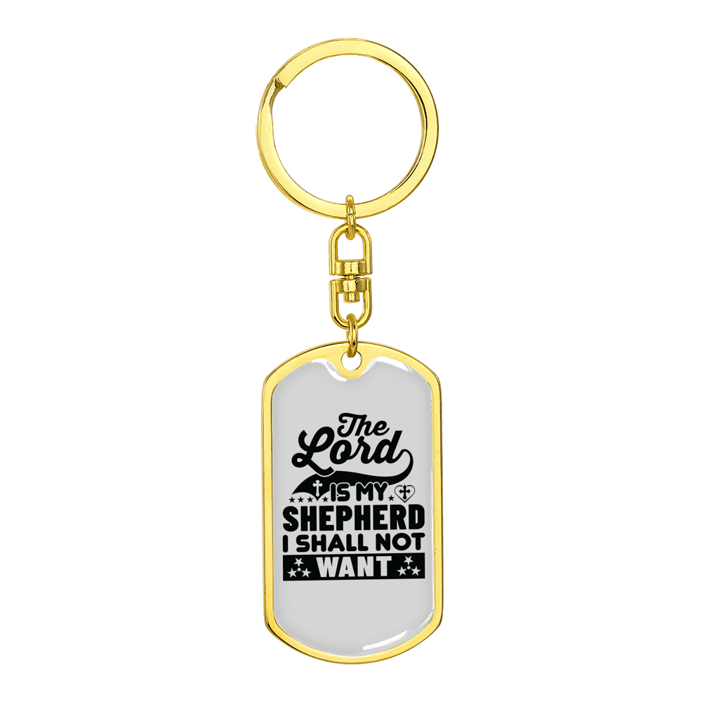 Lord My Shepherd Black Stainless Steel or 18k Gold Premium Swivel Dog Tag Keychain