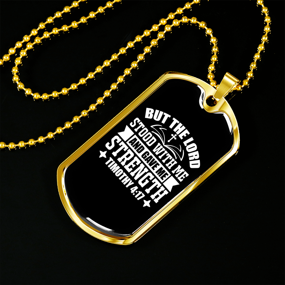 Lord Strength Christian Necklace Stainless Steel or 18k Gold Dog Tag 24" Chain-Express Your Love Gifts