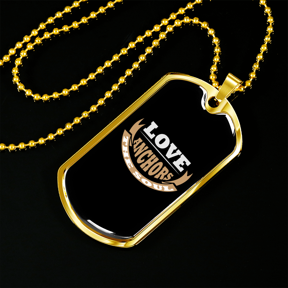 Love Anchors Christian Necklace Stainless Steel or 18k Gold Dog Tag 24" Chain-Express Your Love Gifts