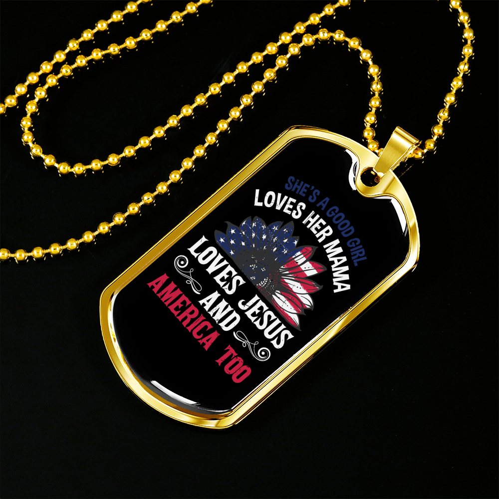 Love Jesus Necklace Stainless Steel or 18k Gold Dog Tag 24" Chain-Express Your Love Gifts