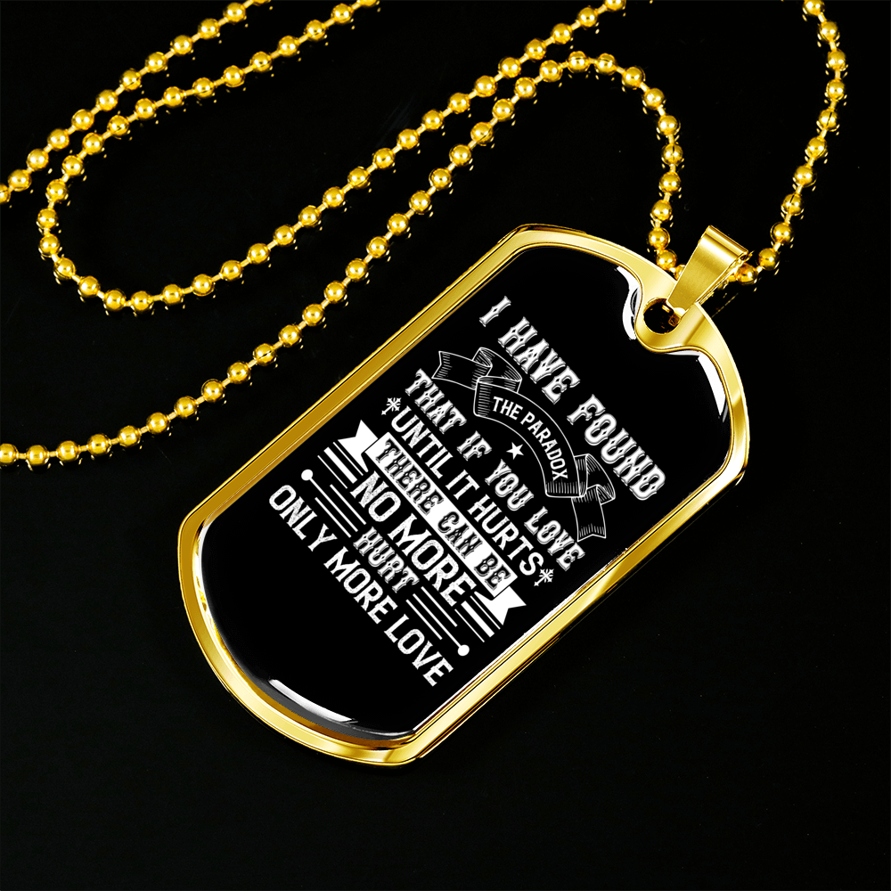 Love Until It Hurts Christian Necklace Stainless Steel or 18k Gold Dog Tag 24" Chain-Express Your Love Gifts