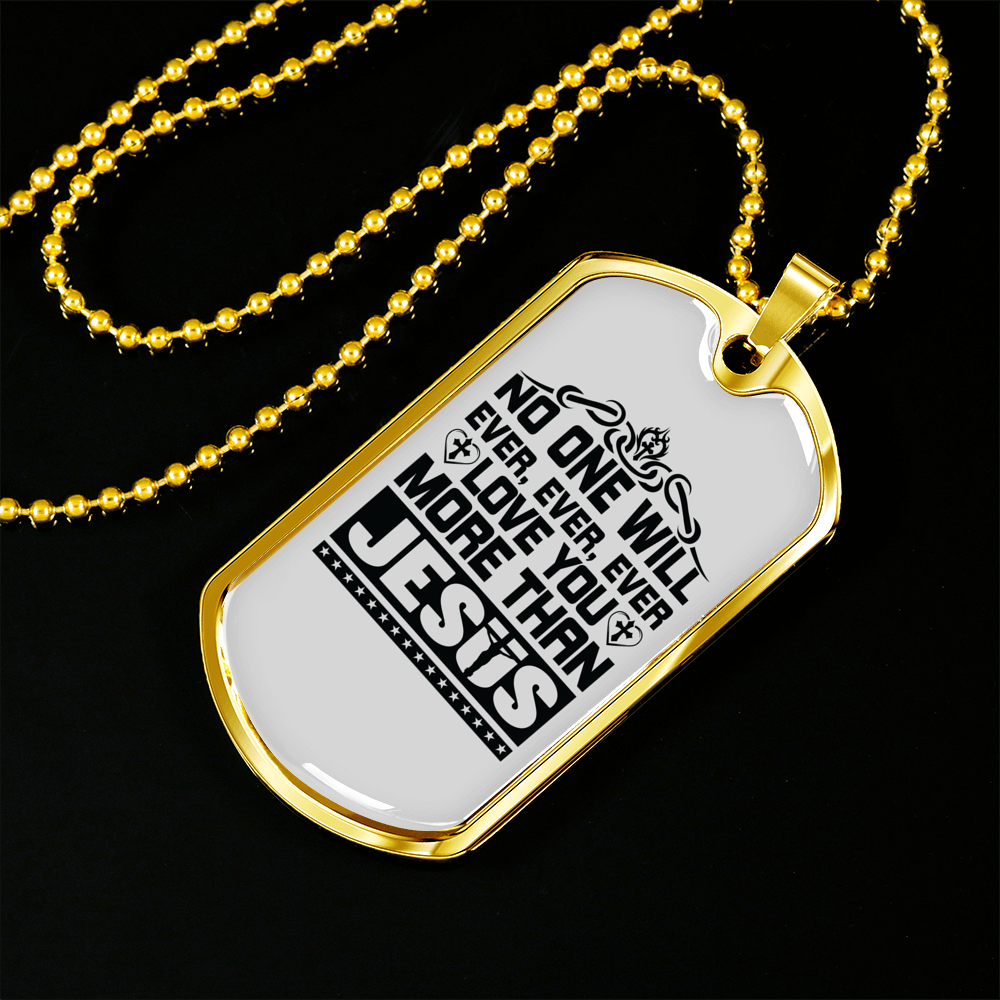 Love You More Black Christian Necklace Stainless Steel or 18k Gold Dog Tag 24" Chain-Express Your Love Gifts