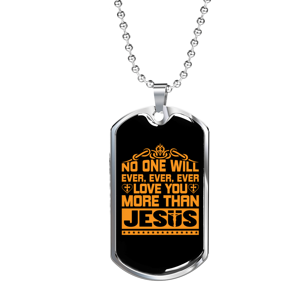 Love You More Golden Christian Necklace Stainless Steel or 18k Gold Dog Tag 24" Chain-Express Your Love Gifts