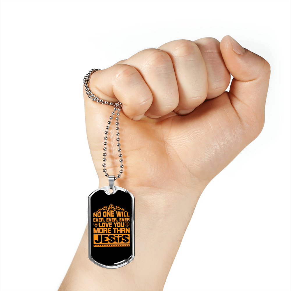 Love You More Golden Christian Necklace Stainless Steel or 18k Gold Dog Tag 24" Chain-Express Your Love Gifts