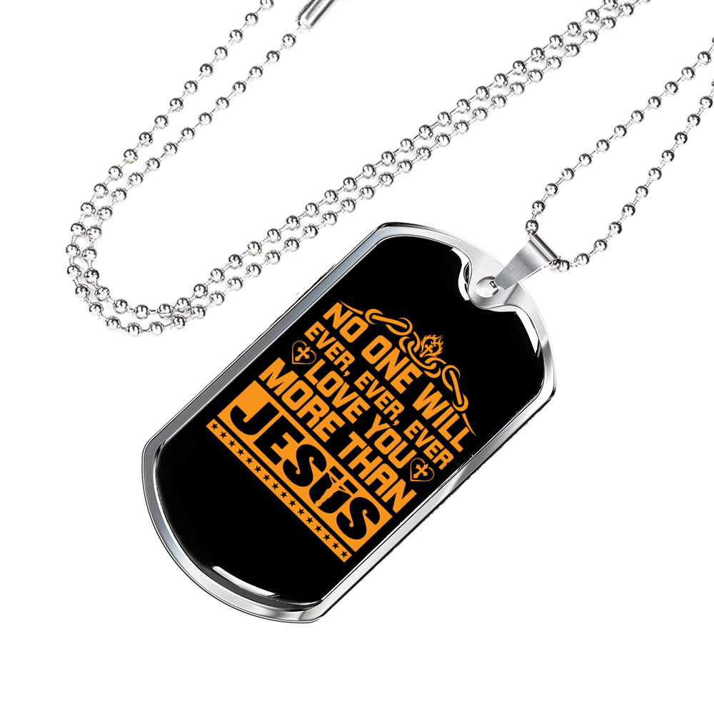 Love You More Golden Christian Necklace Stainless Steel or 18k Gold Dog Tag 24" Chain-Express Your Love Gifts