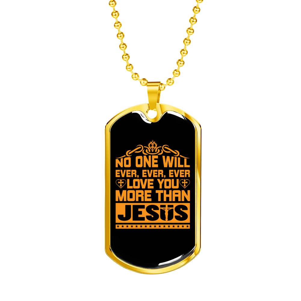 Love You More Golden Christian Necklace Stainless Steel or 18k Gold Dog Tag 24" Chain-Express Your Love Gifts