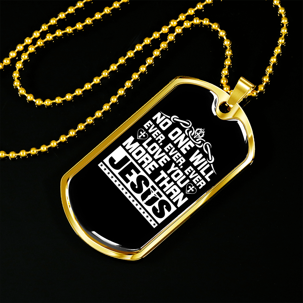 Love You More White Christian Necklace Stainless Steel or 18k Gold Dog Tag 24" Chain-Express Your Love Gifts