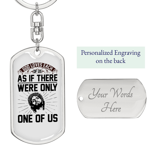 Loves Each Of Us Keychain Stainless Steel or 18k Gold Dog Tag Keyring-Express Your Love Gifts