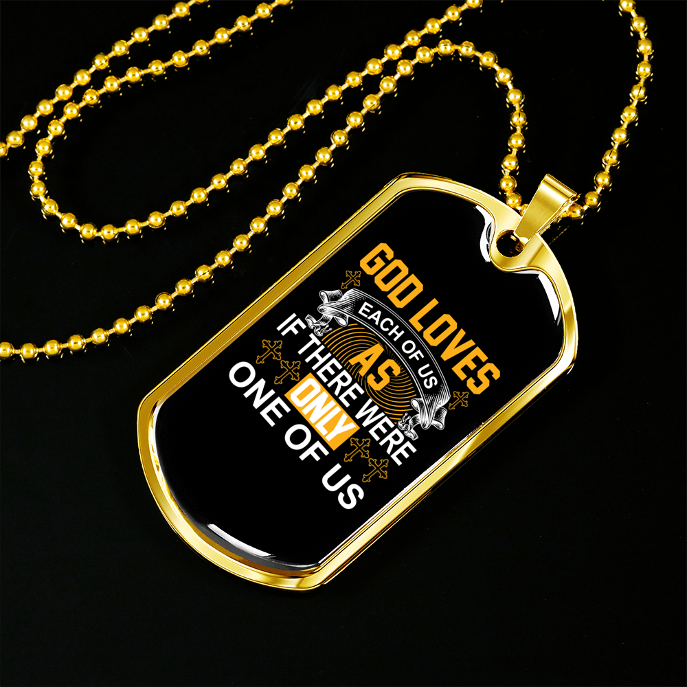 Loves Each Of Us Necklace Stainless Steel or 18k Gold Dog Tag 24" Chain-Express Your Love Gifts